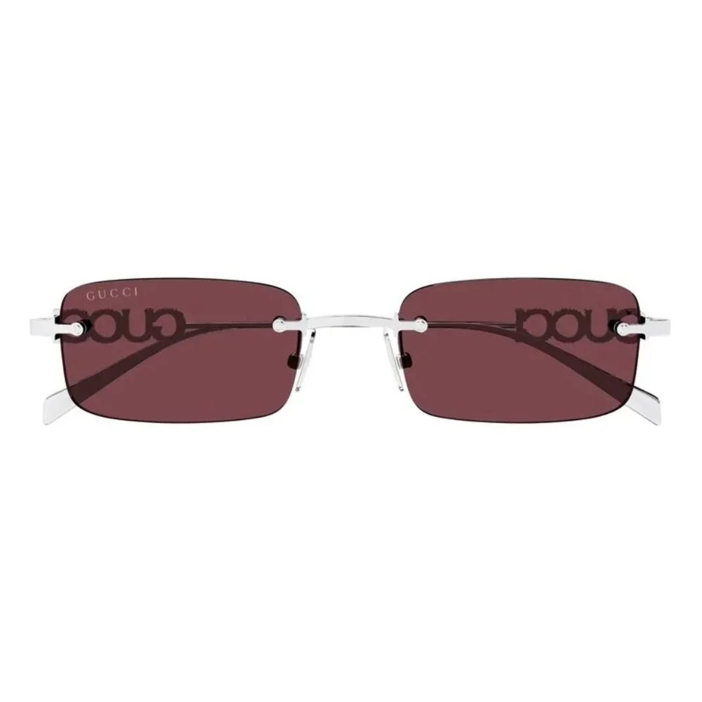 NEW GUCCI SUNGLASSES SILVER UNISEX RECTANGLE EYEWEAR GUCCI GG1808S 004